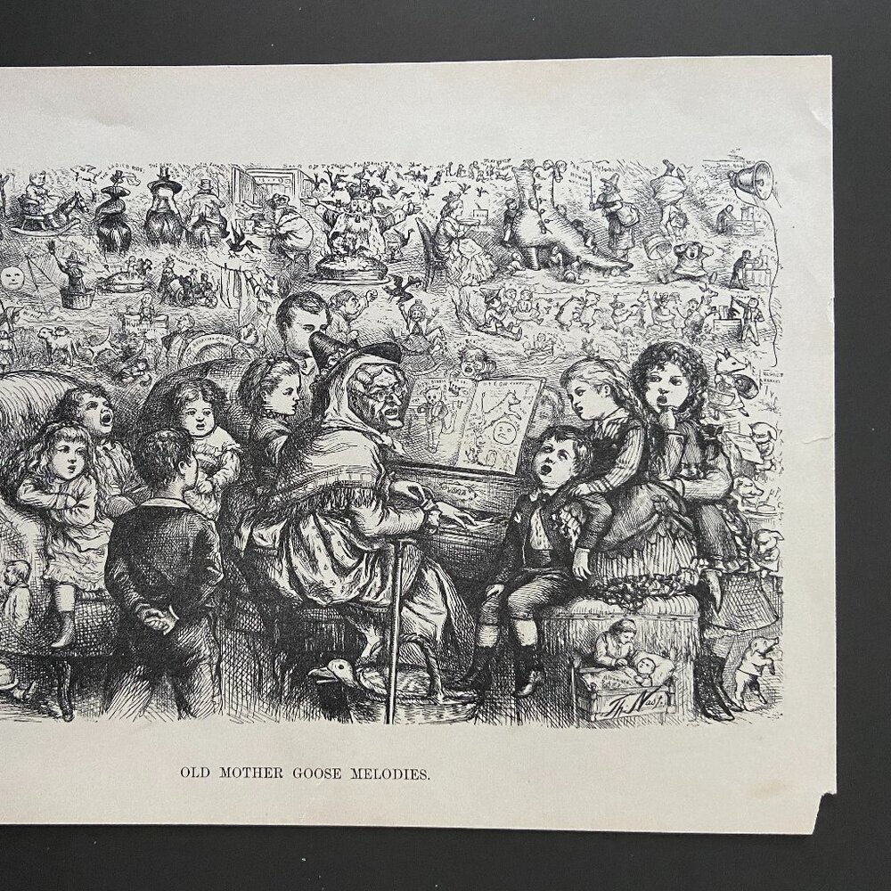 Thomas Nast, Mother Goose, Antique Print